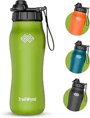TrailWynd Insulated Stainless Steel Water Bottle, 24 Hours Cold, 12 Hours Hot, Leak-Proof, Powder-Coated Finish, 24oz (Green)
