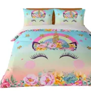 Unicorn 2 Various Size Microfibre Duvet Doona Cover Set