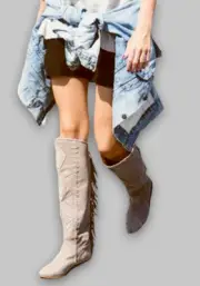 ANTHROPOLOGIE Howsty Kindia Stone Suede Fringed Boots Size US 8 MSRP $450