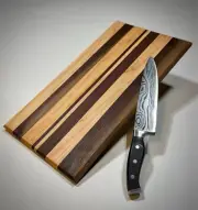 Walnut and Maple Cutting / Serving Board - Wood - Handmade - 17" X 9.5" X 11/16"