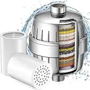 25 Stage Shower Filter, High Fluency Output, 2Pcs FilterShower Water Cleaning, Reduces Dry Itchy Skin, Improve Hair and Nail's Condition, High Filtration Capacity for Chlorine, Kids and Pets Available