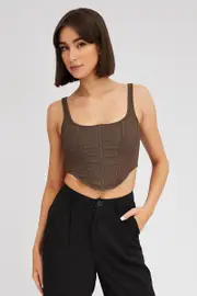 Brown Corset Top Texture - Size M, Women's Top