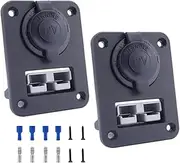 2Pcs 50A Plug Mounting Panel for Anderson SB50 Series Connectors, Anderson Flush Mount Recessed Plate with 12V Power Outlet C-igarette Lighter Baser for RV Car Boat Marine