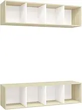 Wall-Mounted TV Cabinet Set of 2 - White & Sonoma Oak Engineered Wood for Living Room, Durable and Space-Saving TV Units for Small Spaces