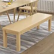 YQMHEZ Solid Wood Dining Bench, Farmhouse Entryway Bench, Rustic Wooden Outdoor Bench, Kitchen Dining Bench, Home Office, Living Room Furniture, Easy Assembly(Wood Color,120cm/47in)