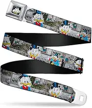 [Buckle-Down] Men's Seatbelt Belt Scrooge McDuck Kids, Poses/Comic Strip Scenes, 1.0" Wide-20-36 Inches