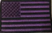 United States USA Flag Patch W/ Hook & Loop Fastener Purple & Black Version
