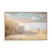 Artey | Sandy Beach, Morning - Framed Canvas - Natural Frame - 100 x 150cm