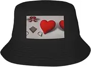[FSCEV] Romantic Fisherman Hat Double Layer Red Adult Beach Sun Hat - Foldable Brim Travel Hat for Fishing, Black, One Size, Black, One Size