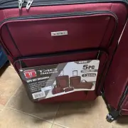 Freehold Red 5 PC Luggage Set Expandable Suitcase Lightweight