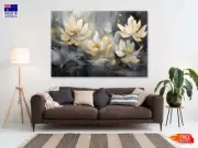 Gold Gray Flower Abstract Wall Canvas Home Decor Australian Made Quality