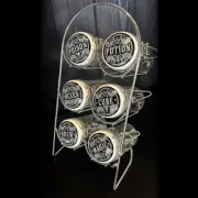 Alchemy Gothic 6 Glass Spice Herbs Jars Rack Witch Potions Hexes Brew Magic New