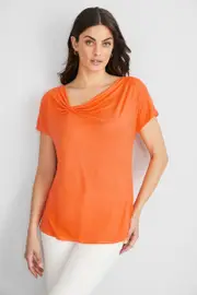 Urban Stitch Detail Top - Size 6 - Womens - Orange