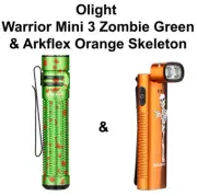 Olight Warrior Mini 3 Zombie Green & Arkflex Orange Skeleton Flashlights