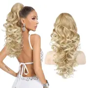 Ponytail Extension, 18 inch Wavy Curly Claw Clip Ponytail Extension Clip on P...