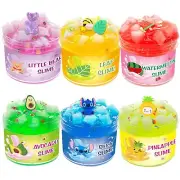 6 Pack Jelly Cube Crunchy Slime KitSuper Soft Sludge Toy with Cute Charms Par...