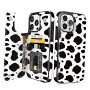 for iPhone 15 Pro Max 6.7 inch Case Flip iPhone 15 Pro Max 6.7" Black Cow Print