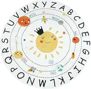 ZFLYCANP Kids Rug Ultra Soft,Rainbow Round Kids Round Rug,ABC Round Rug Colorful 4ft Kids Alphabet Rug Soft Educational Solar Rug Nursery Rug Non-Slip Round Kids Mat
