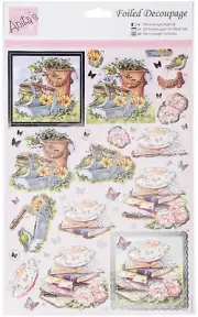 Anita's Foiled Decoupage Sheet - "Cuppa & A Book"