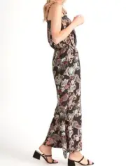 Millers Size 10 Full Length Jumpsuit, Rhinestone Front Black Paisley BNWT RP $75