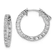 Sterling Silver Shimmer Rhodium-Plated 32 Stone 2.0mm Cz In And Out Round Hinged Hoop Earrings