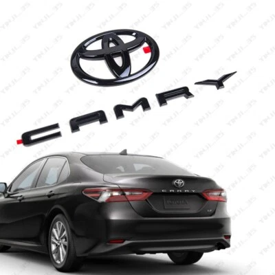 2PS 2018-2024 TOYOTA CAMRY XSE SE Gloss Black EMBLEM OVERLAY KIT PT948-03190-02