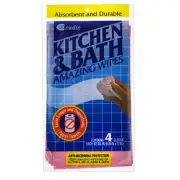 Kitchen and Bath Amazing Wipes Pink By Cadie - 3 packs of 4 wipes = 12 cloths!