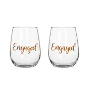 2pc Engaged Stemless Set Of 2 Rose Gold 600 ml Drinking Cup