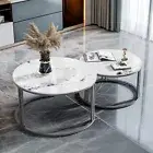 Mildewproof Marble Top Coffee Table Set of 2 Nesting Tables Stacking Side Desk