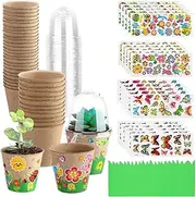 Flower Pots for Kids - 30X Garden Pots with Domes - Handmade Garden Paper Craft Kit with 20 Sheets Stickers for Classroom Activities School Art Project