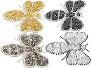 FOMIYES 4pcs Bee Rhinestone Iron Patches Glitter Heat Adhesive for Clothing Shoes Bags DIY Decoration for Jeans Hats Accessories Easy Application Grey