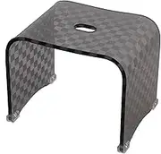 Senko Checker N Bath Chair, Bath Chair, Medium Size, Height Approx. 9.8 inches (25 cm), Gray, Modern Checkered Pattern 65929