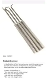 EASY PICK REPAIR KIT 4-PIECES SCRIBE O RING HOOK PICKS