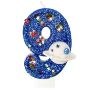 Spaceship Number 9 Birthday Candles - Outer Space Universe Birthday Candles