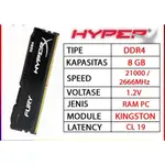 內存金士頓 HYPERX FURY DDR4 8GB 2666MHZ 21300 遊戲內存 PC DDR4 8GB