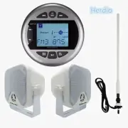 Herdio Waterproof Marine Bluetooth Audio Radio+ 4" Boat Speakers+FM AM Antenna