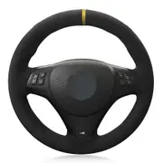 Car Steering Wheel Cover Diy Black Genuine Leather Suede For Bmw M Sport M3 E90 E91 E92 E93 E87 E81 E82 E88 X1 E84