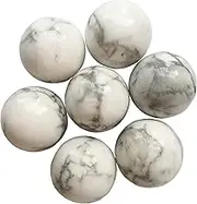 Bacatgem 7 Pcs Natural White Howlite Turquoise Crystal Sphere Ball Set, 0.78 Inchs Feng Shui Chakra Aura Home Desk Decor Decorative Collection