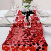 Red Large PAYETTE SEQUIN 13x108" TABLE RUNNER Wedding Catering Decorations SALE