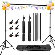 Hemmotop Photo Backdrop Stand, 10x6.5 ft Banner Stand, Adjustable Background Stand Support Kit for Parties, Photoshoot, Photography, Projector Screen, Movie Screen, Wedding, Events Decoration, Balloon
