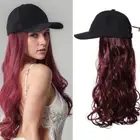 Hairpiece Long Straight Hair Wine Red Adjustable Hat Wig Outdoor