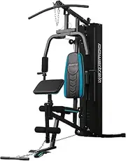 Powertrain JX-300 Multi Station Home Gym 44kg Weight Stack Cable Machine with Preacher Curl Pad Leg Extension and Pull-Down Bar