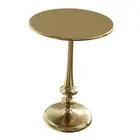 Side Table - Iron Pedestal Table with Antiqued Finish for Couch, Brass