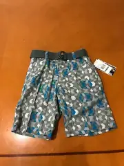 NWT New Boys Kids Mongoose Blue & Gray Geometric Shorts Size 6 100% Cotton Belt