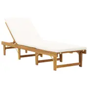 Folding Sun Lounger with Cushion Solid Acacia Wood vidaXL