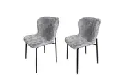 HomeStar Set Of 2 Spinel Fabric Kitchen Dining Chair Metal Legs Grey/Black