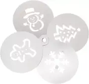 UTHCLO 4 Pcs Christmas Icing Sieve Coffee Stencil Coffee Decorating Stencils ...