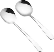 KOCKSHION 2Pcs Stainless Steel Serving Spoon Deep Soup Spoon Rice Spoon for Buffet Family Meals Cost Kitchen Utensils Scratch Resistant Easy to Clean