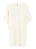 [Toteme] Toteme-T-Shirt Dalla Vestibilità Comoda Crema, Maniche Corte, Scollo Rotondo, Orlo Dritto, Silhouette Comoda Composizione Lyocell 90%, Cashmere 10% Id 253wrt0531ya0079-Donna XS