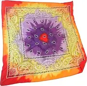 [Topkids Accessories] Hair Bandanas for Women Head Scarf Headbands Ladies Cotton Square Scarves Paisley Floral Camouflage Animal Print Leopard Tiger Neckerchief (Rainbow Tie Dye Paisley Purple), Rainbow Tie Dye Paisley Purple, 6 5/8